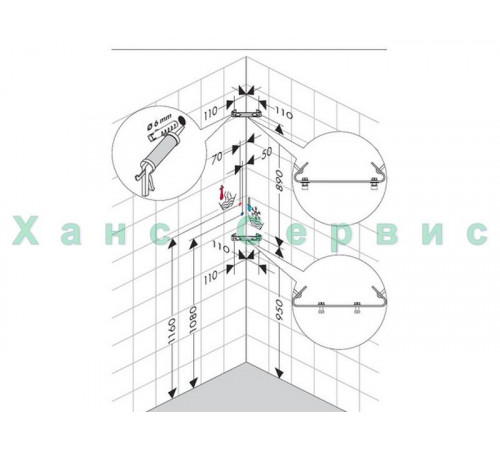 Угловой монтажный набор для душевой панели Raindance Lift Hansgrohe 27999000
